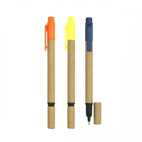 Eco Friendly Recycled Paper Ball Pen & Highlighter
