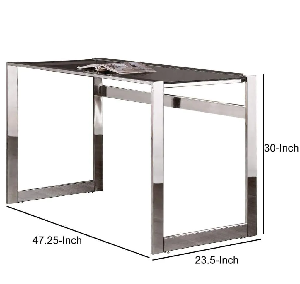 Elegantly Charmed Metal Writing Desk, Silver