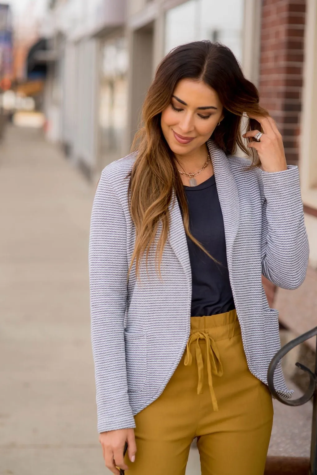 Elegantly Micro Striped Blazer