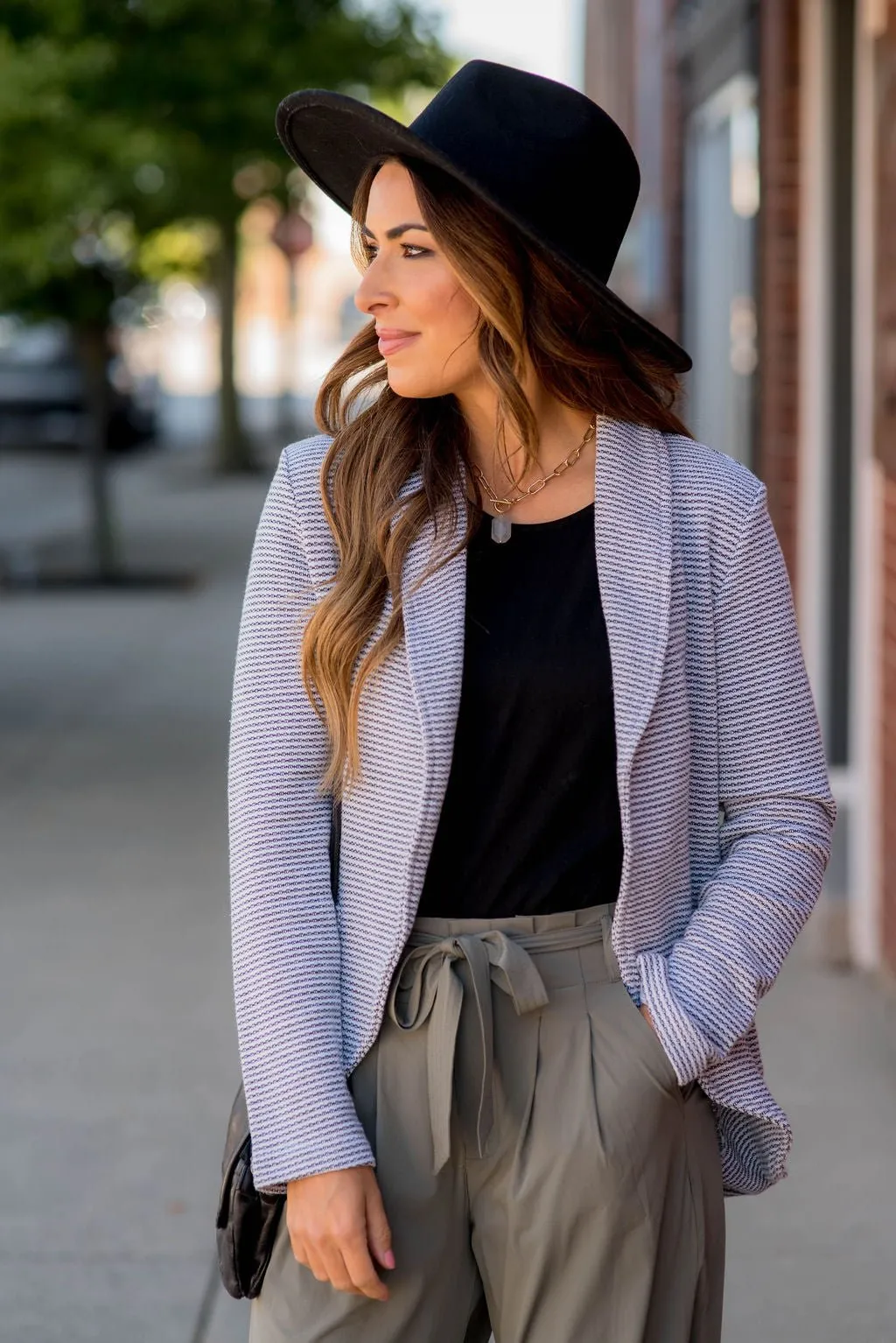 Elegantly Micro Striped Blazer