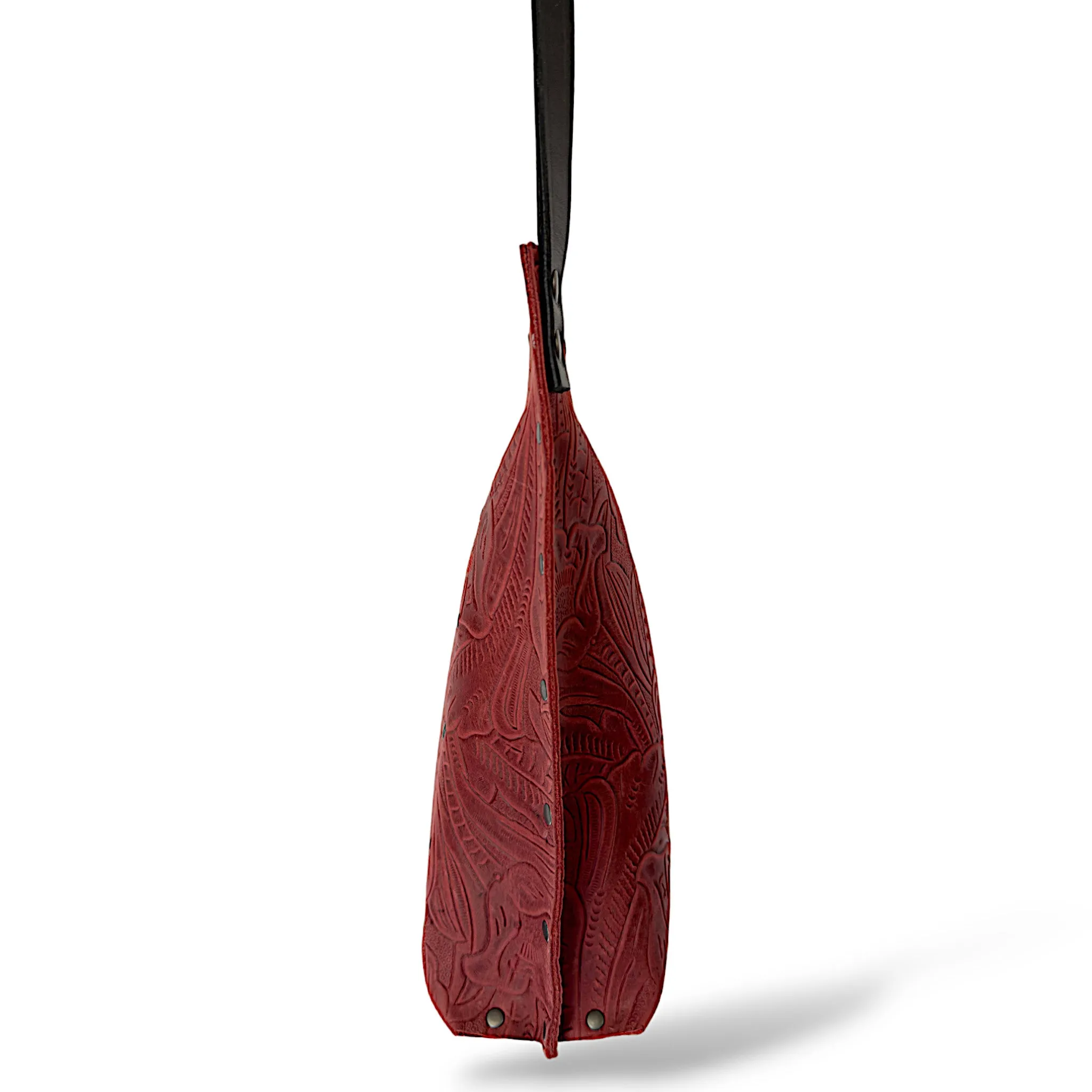 Embossed Red Crossbody Bag