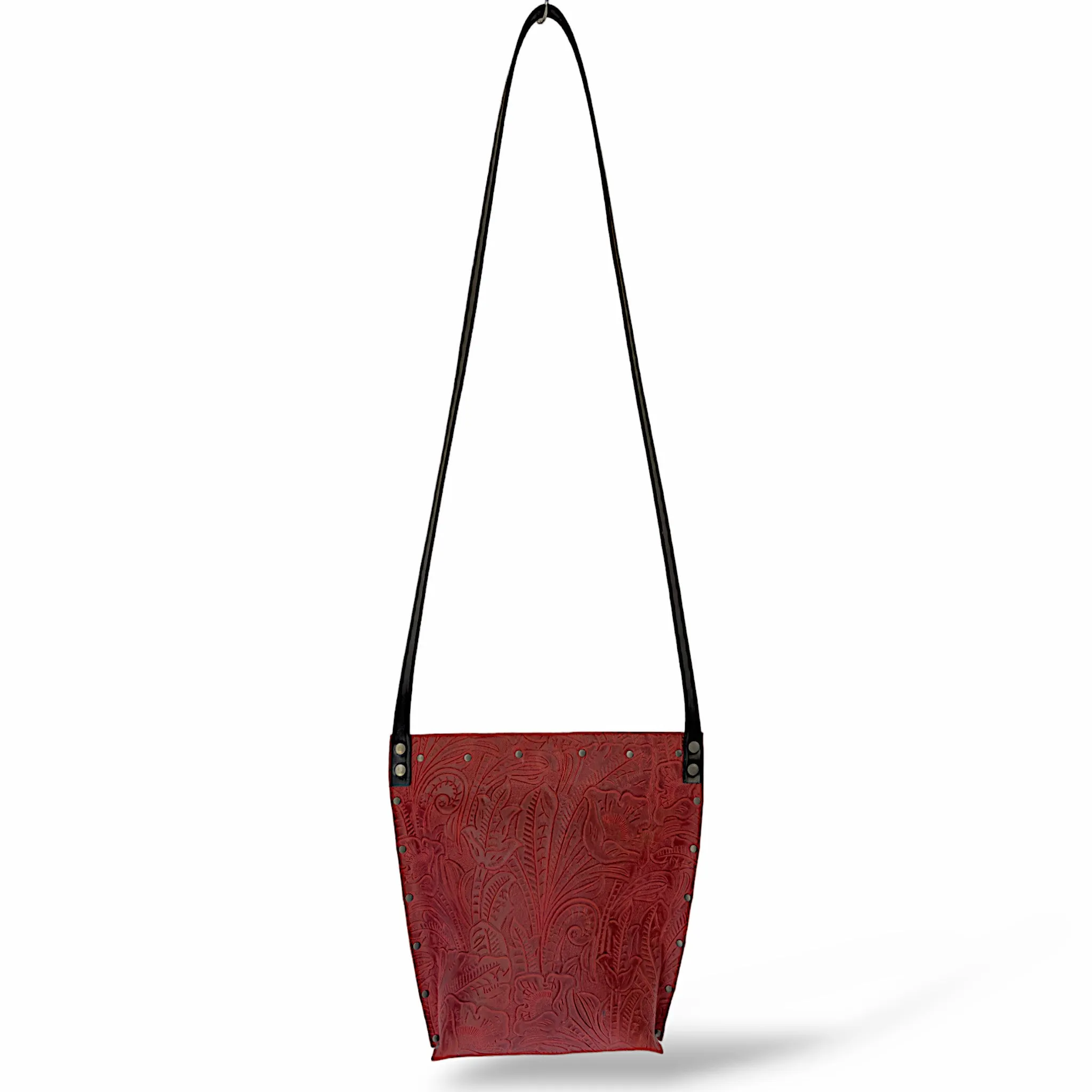 Embossed Red Crossbody Bag