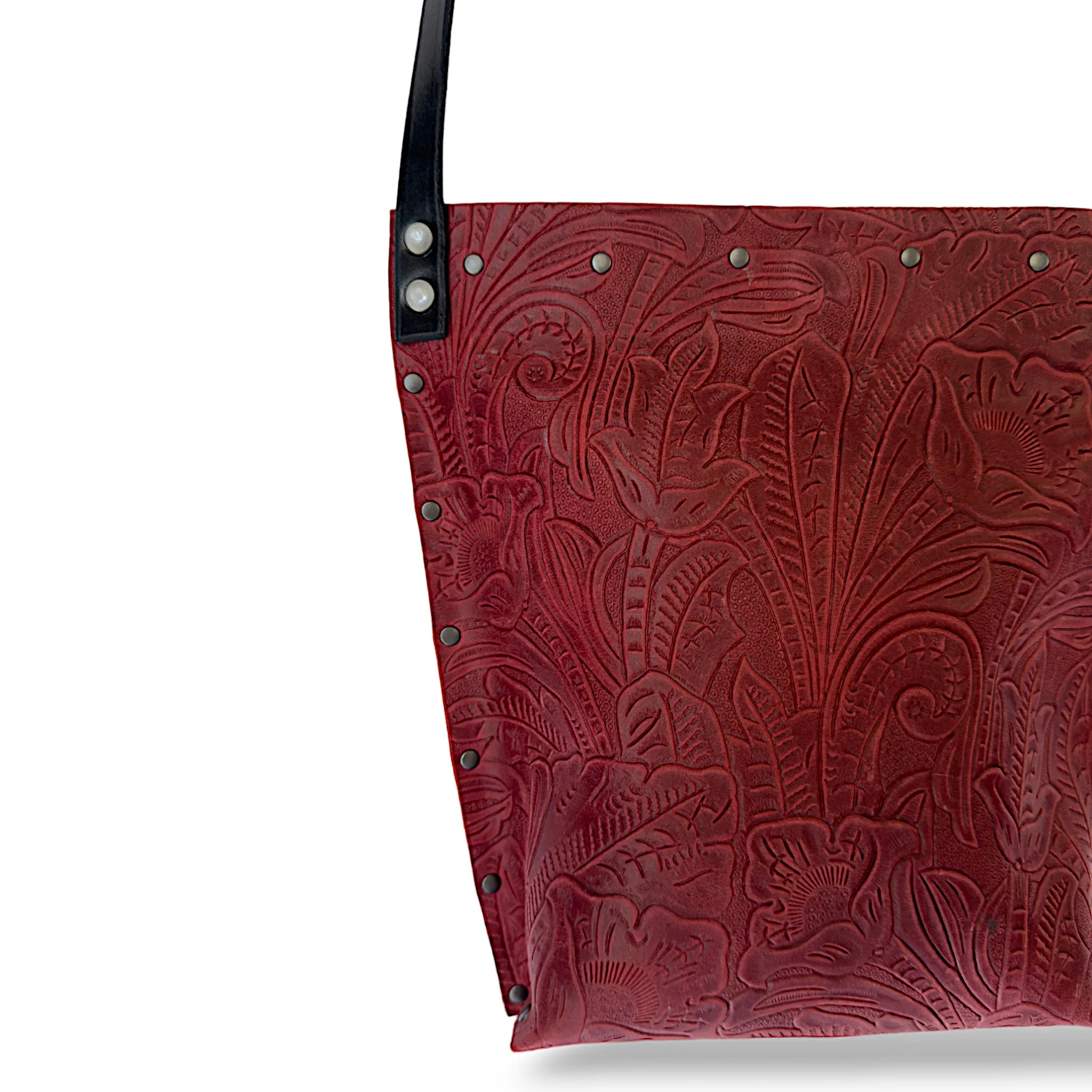 Embossed Red Crossbody Bag