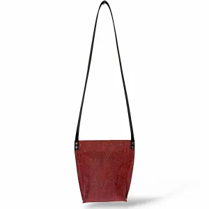 Embossed Red Crossbody Bag