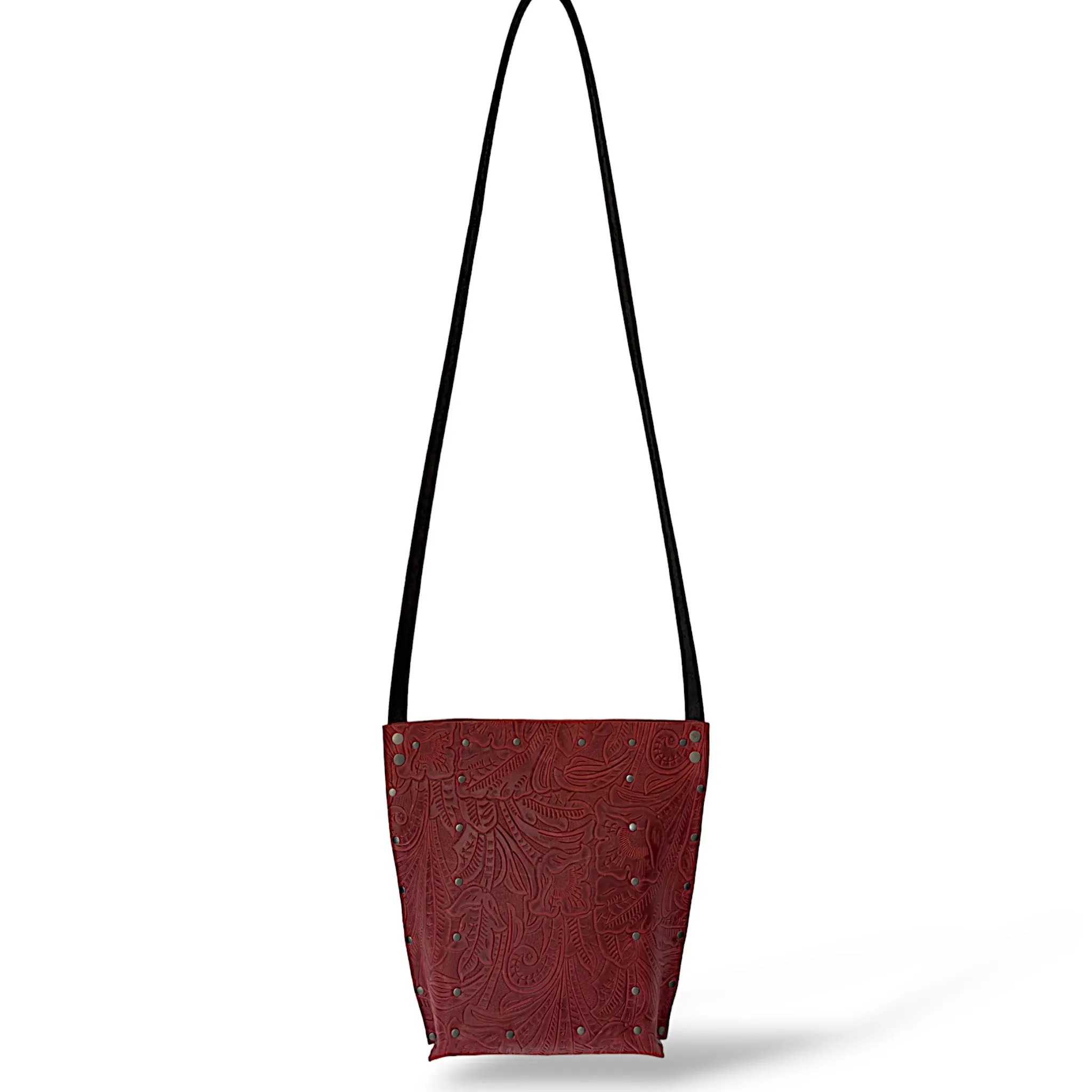 Embossed Red Crossbody Bag