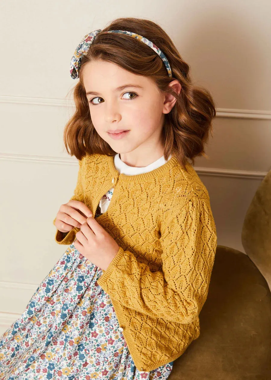 Emilia Floral Handsmocked Long Sleeve Dress in Burgundy (12mths-10yrs)