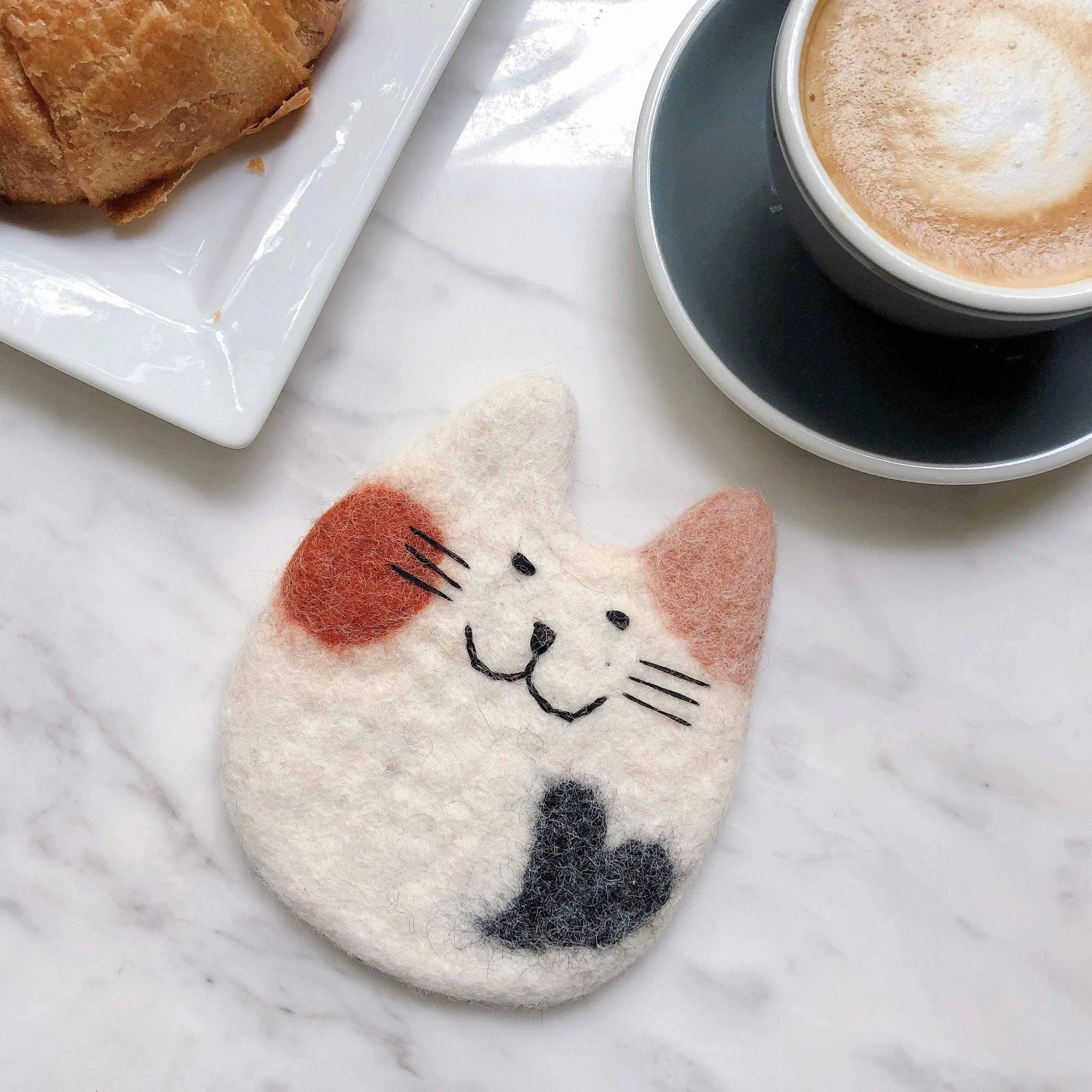 Felt Calico Cat Coasters - Set of 4