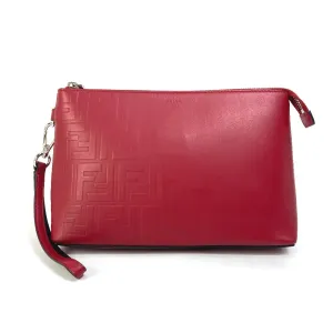 FENDI Clutch bag 7N0106 leather Red Zucca mens Used