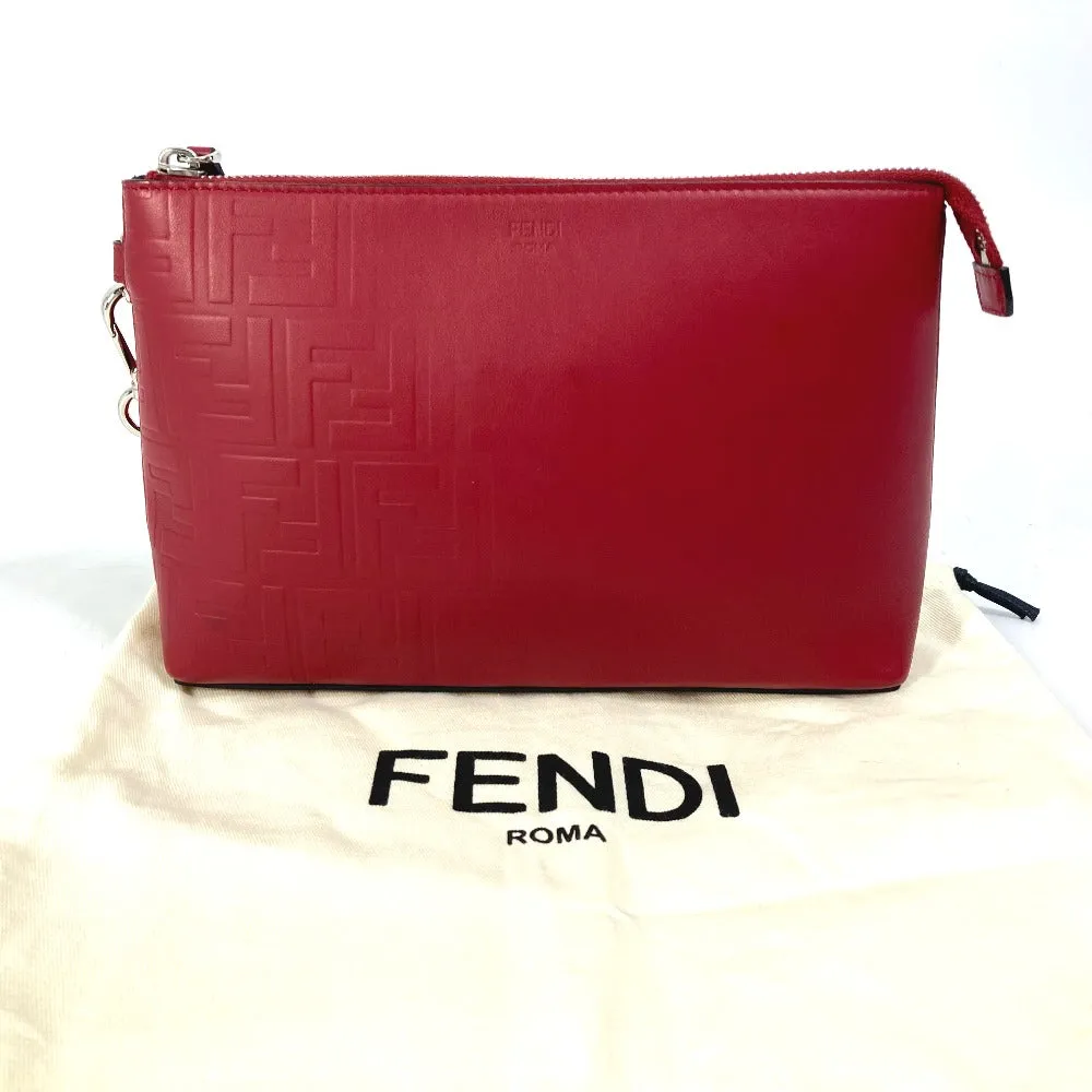 FENDI Clutch bag 7N0106 leather Red Zucca mens Used