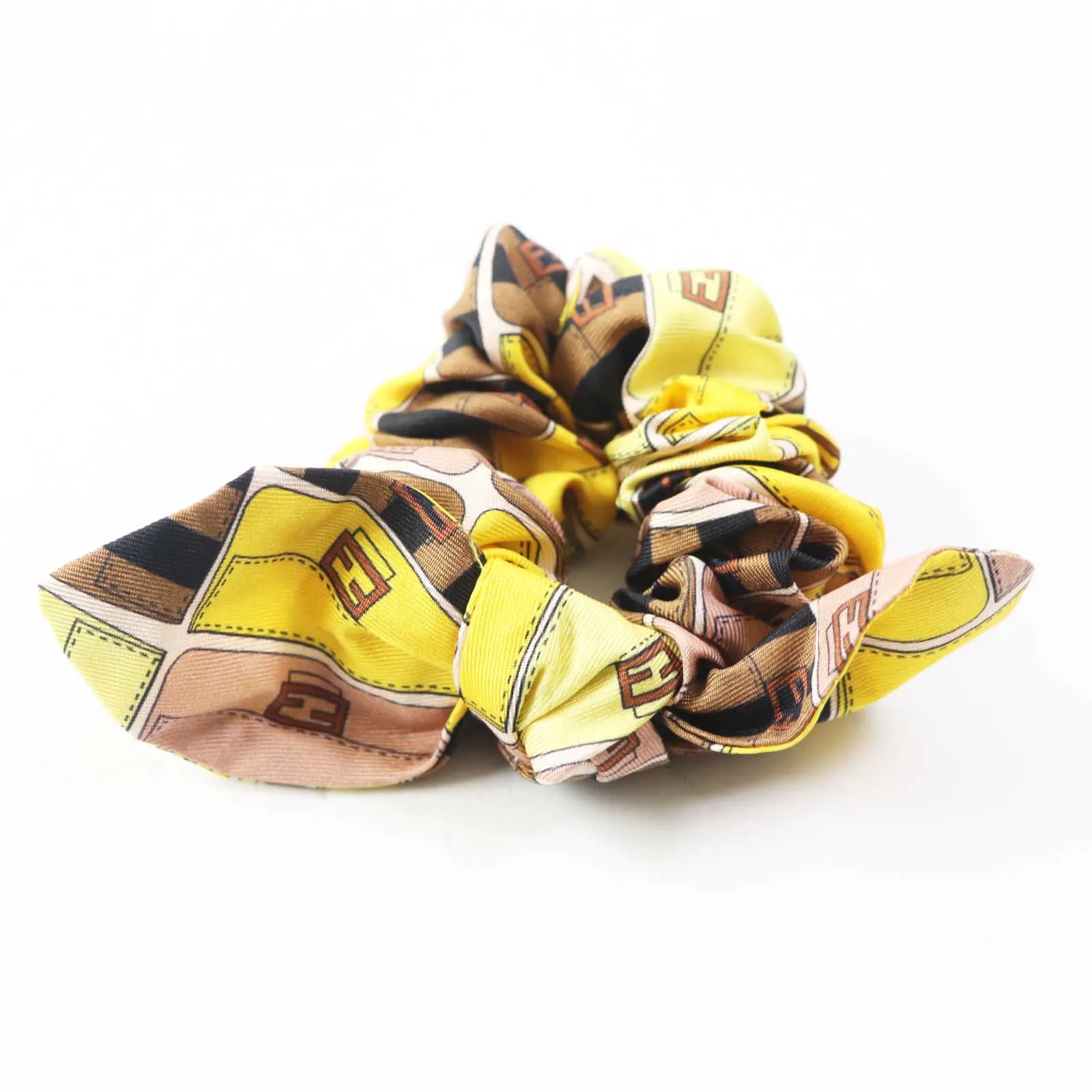 FENDI hair accessory silk Multi FF Logo Zucca Pattern Set of 2 scrunchies