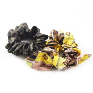 FENDI hair accessory silk Multi FF Logo Zucca Pattern Set of 2 scrunchies