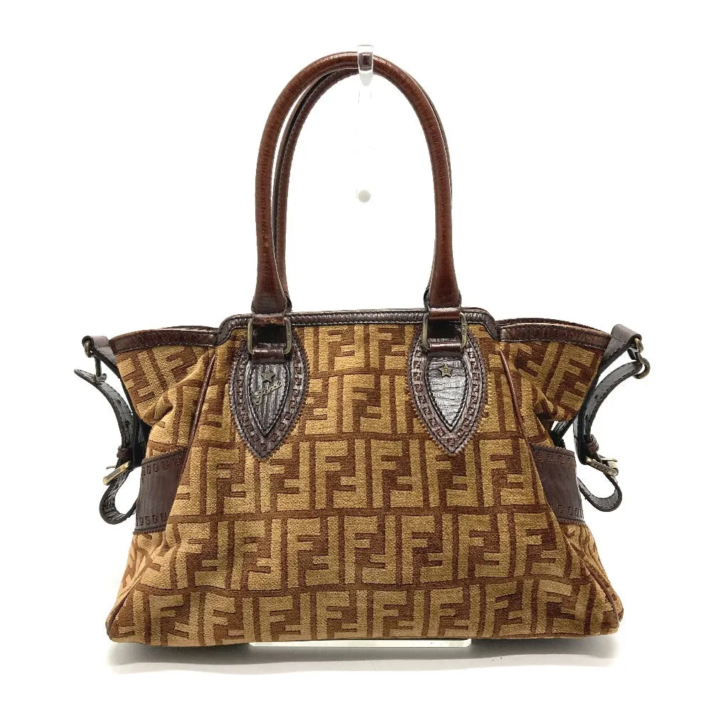 FENDI Handbag Bag Semi-Shoulder Bag Handbag Zucca FFPattern Logo Etnico Leather / suede Brown Women Used