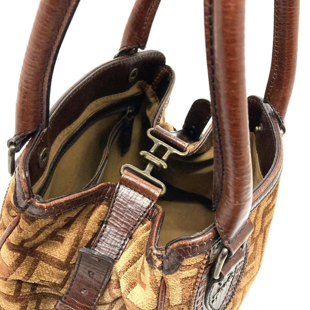 FENDI Handbag Bag Semi-Shoulder Bag Handbag Zucca FFPattern Logo Etnico Leather / suede Brown Women Used