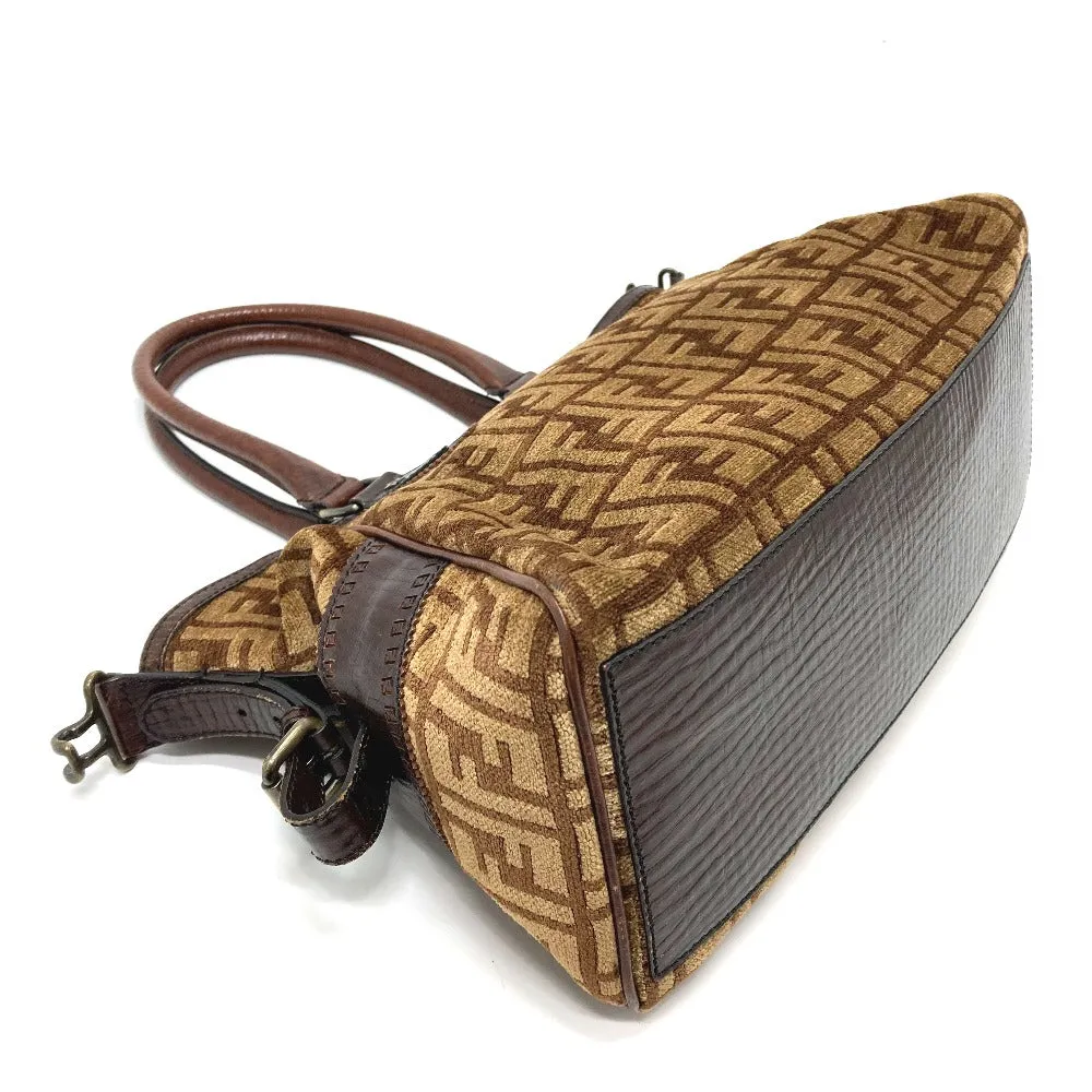 FENDI Handbag Bag Semi-Shoulder Bag Handbag Zucca FFPattern Logo Etnico Leather / suede Brown Women Used