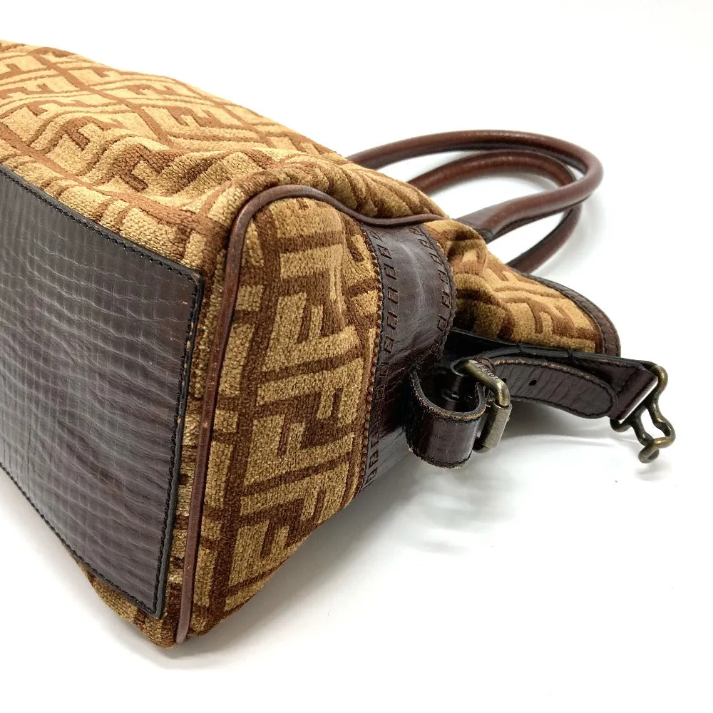 FENDI Handbag Bag Semi-Shoulder Bag Handbag Zucca FFPattern Logo Etnico Leather / suede Brown Women Used