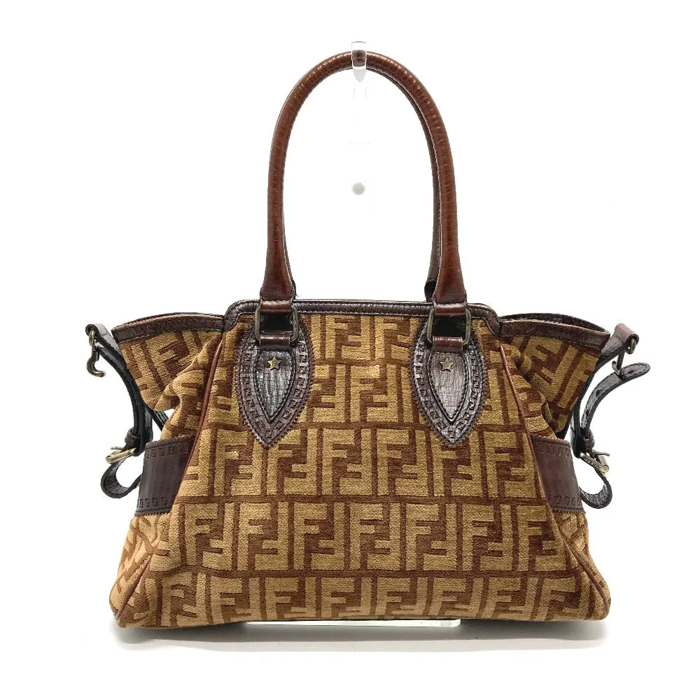 FENDI Handbag Bag Semi-Shoulder Bag Handbag Zucca FFPattern Logo Etnico Leather / suede Brown Women Used