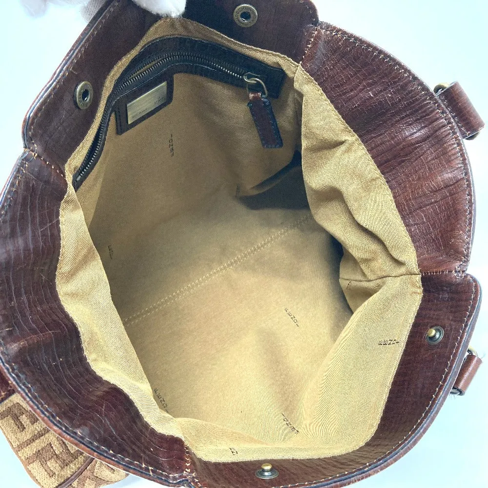 FENDI Handbag Bag Semi-Shoulder Bag Handbag Zucca FFPattern Logo Etnico Leather / suede Brown Women Used
