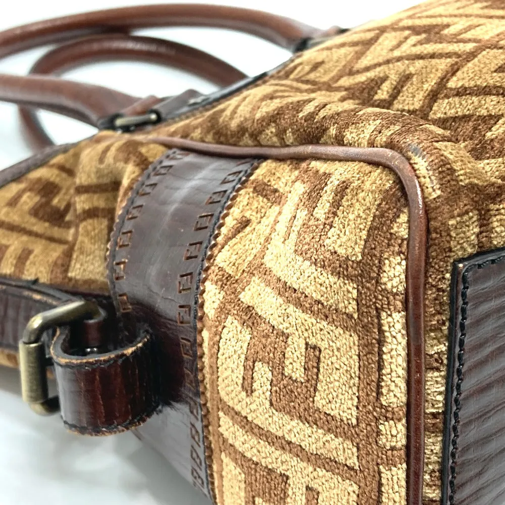FENDI Handbag Bag Semi-Shoulder Bag Handbag Zucca FFPattern Logo Etnico Leather / suede Brown Women Used