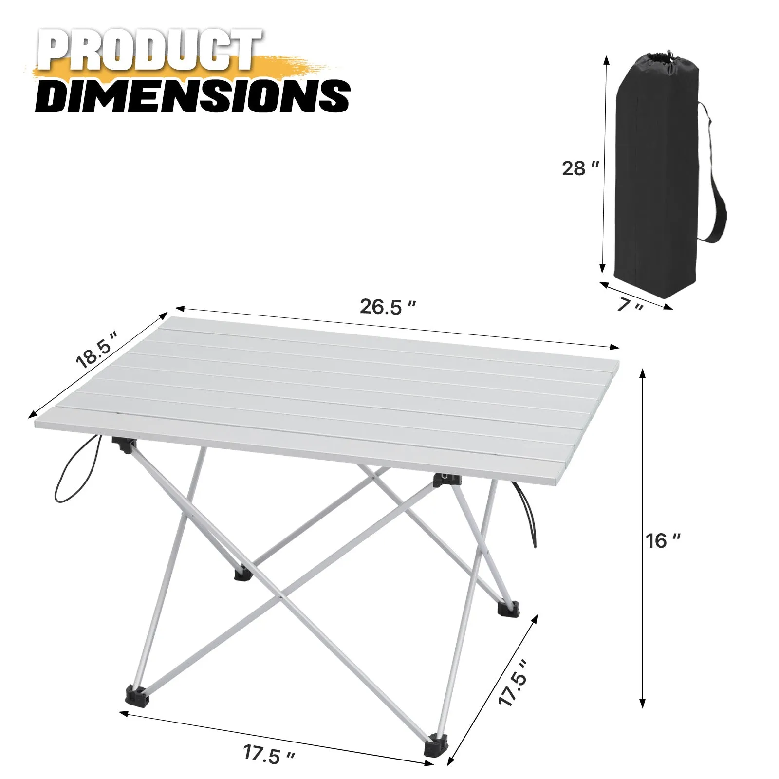 Folding Ultralight Camping Table 26.5"x18.5"x16"