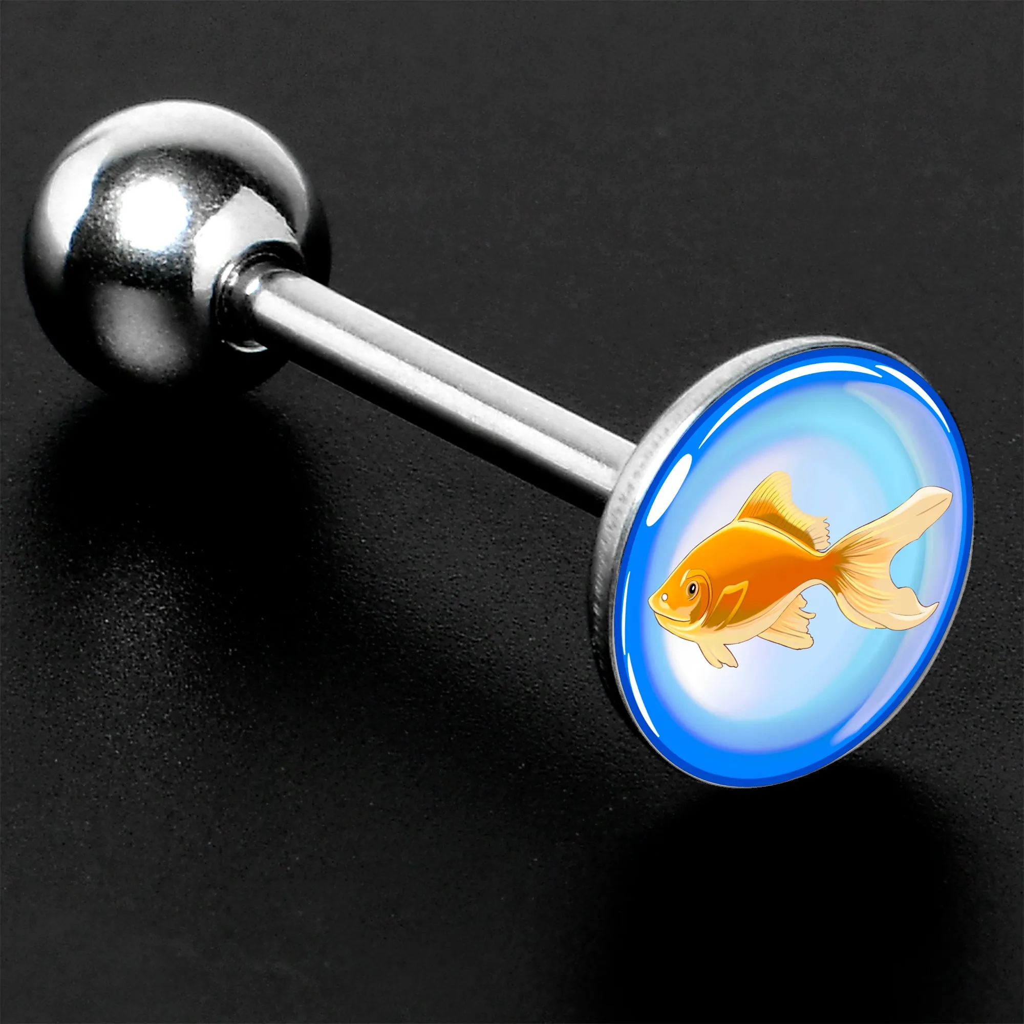 Gold Fish Barbell Tongue Ring