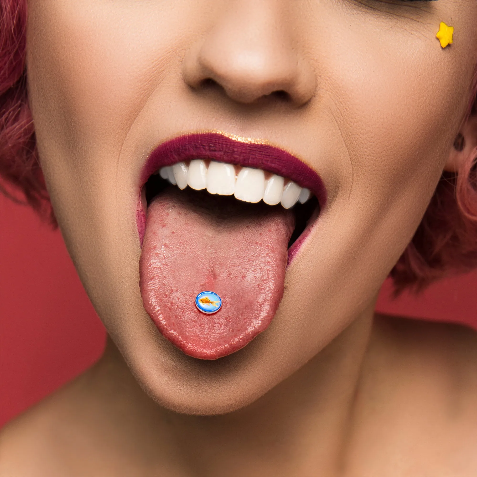 Gold Fish Barbell Tongue Ring