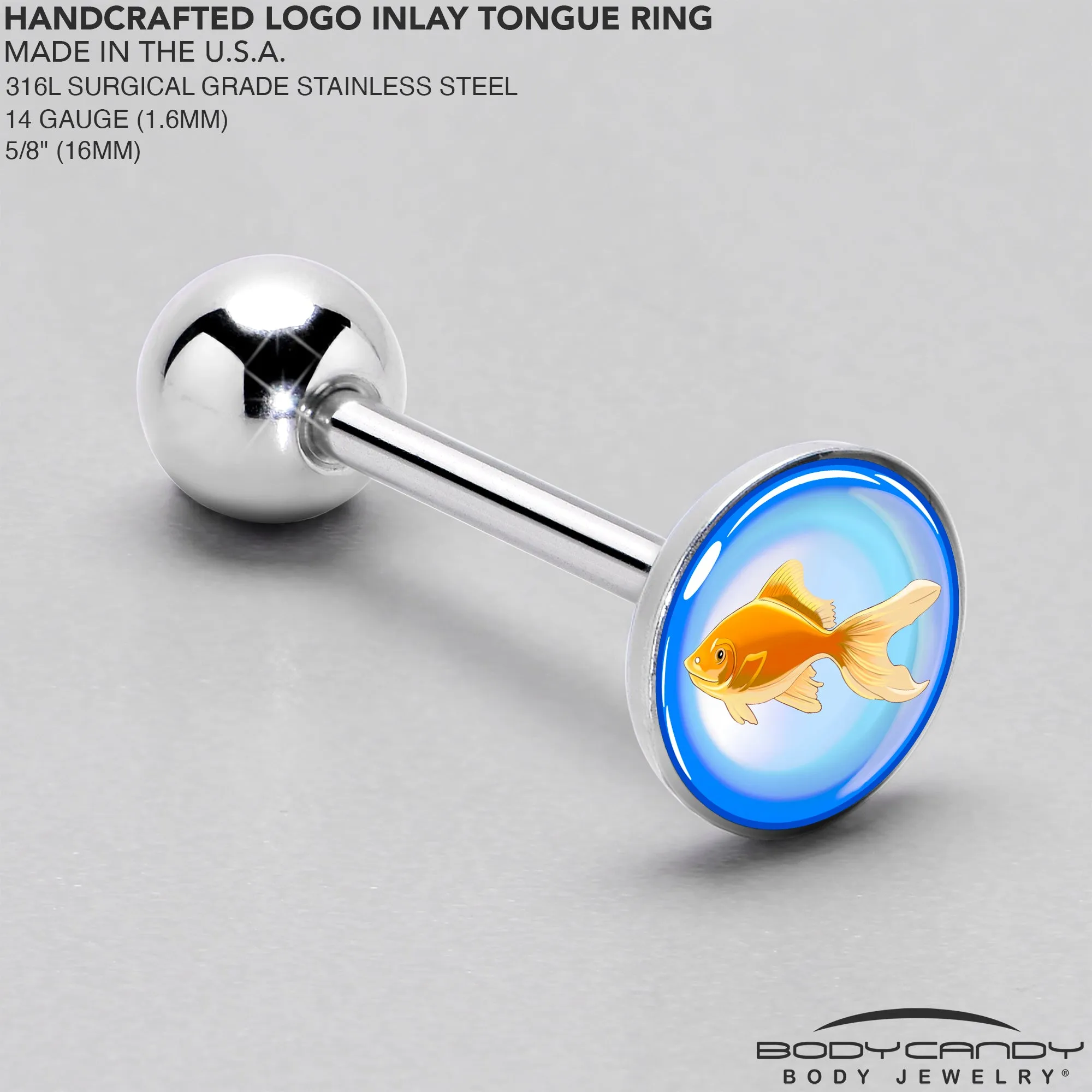 Gold Fish Barbell Tongue Ring