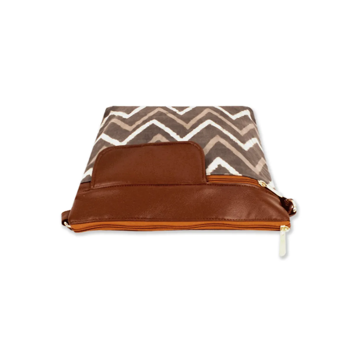 Grey Maze Block Printed Messenger Bag