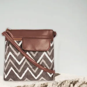 Grey Maze Block Printed Messenger Bag