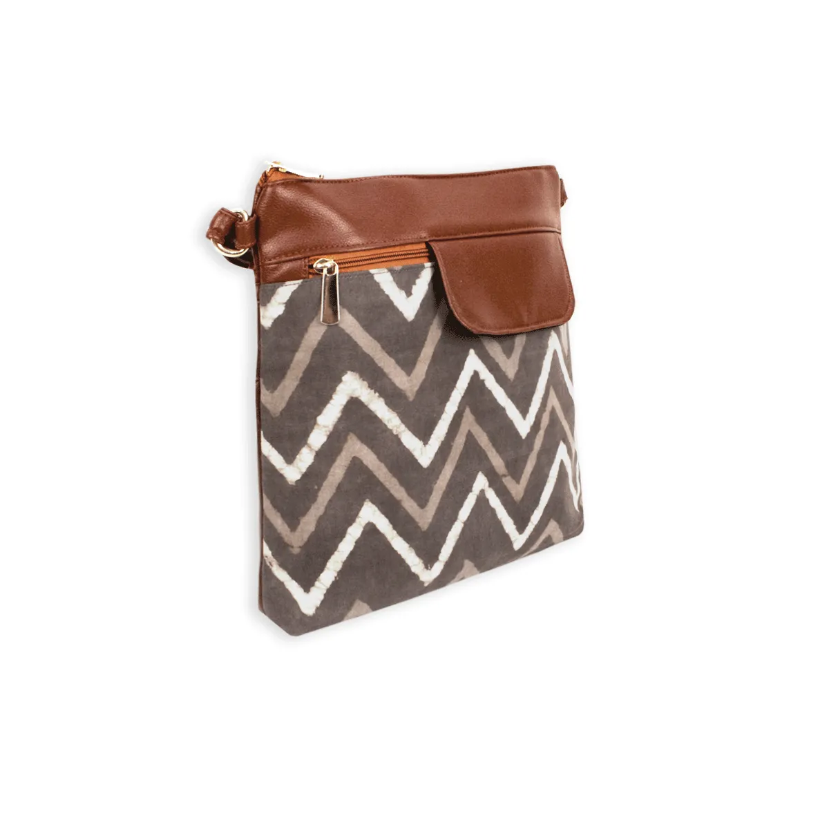 Grey Maze Block Printed Messenger Bag