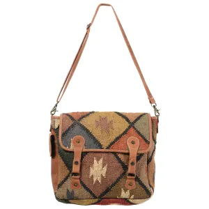 KB346 - KB346 -MESSENGER Leather and Upcycled Canvas Ladies Bag KB346 - KB346