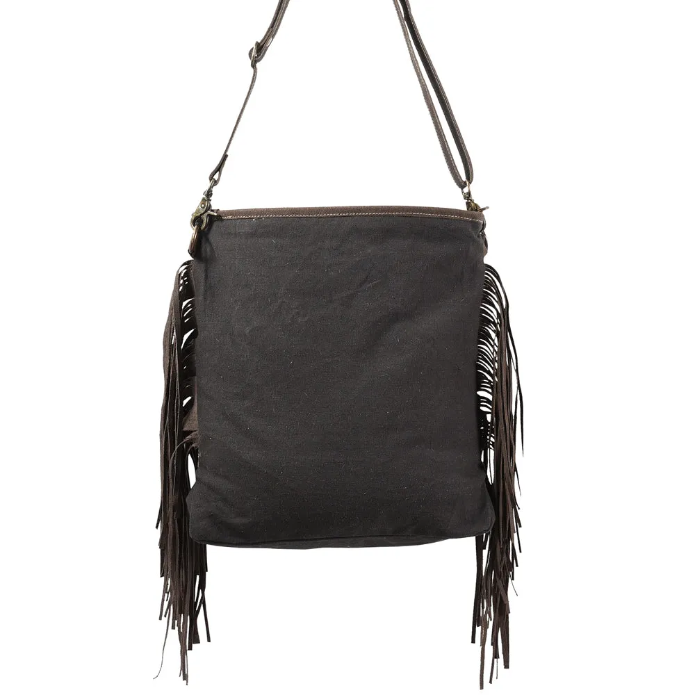 KB363 - KB363-MESSENGER Leather and Upcycled Canvas Ladies Bag Standard - KB363