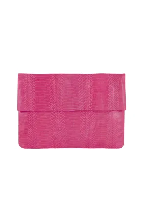 LARGE FOLDOVER CLUTCH SHERBERT PINK COBRA