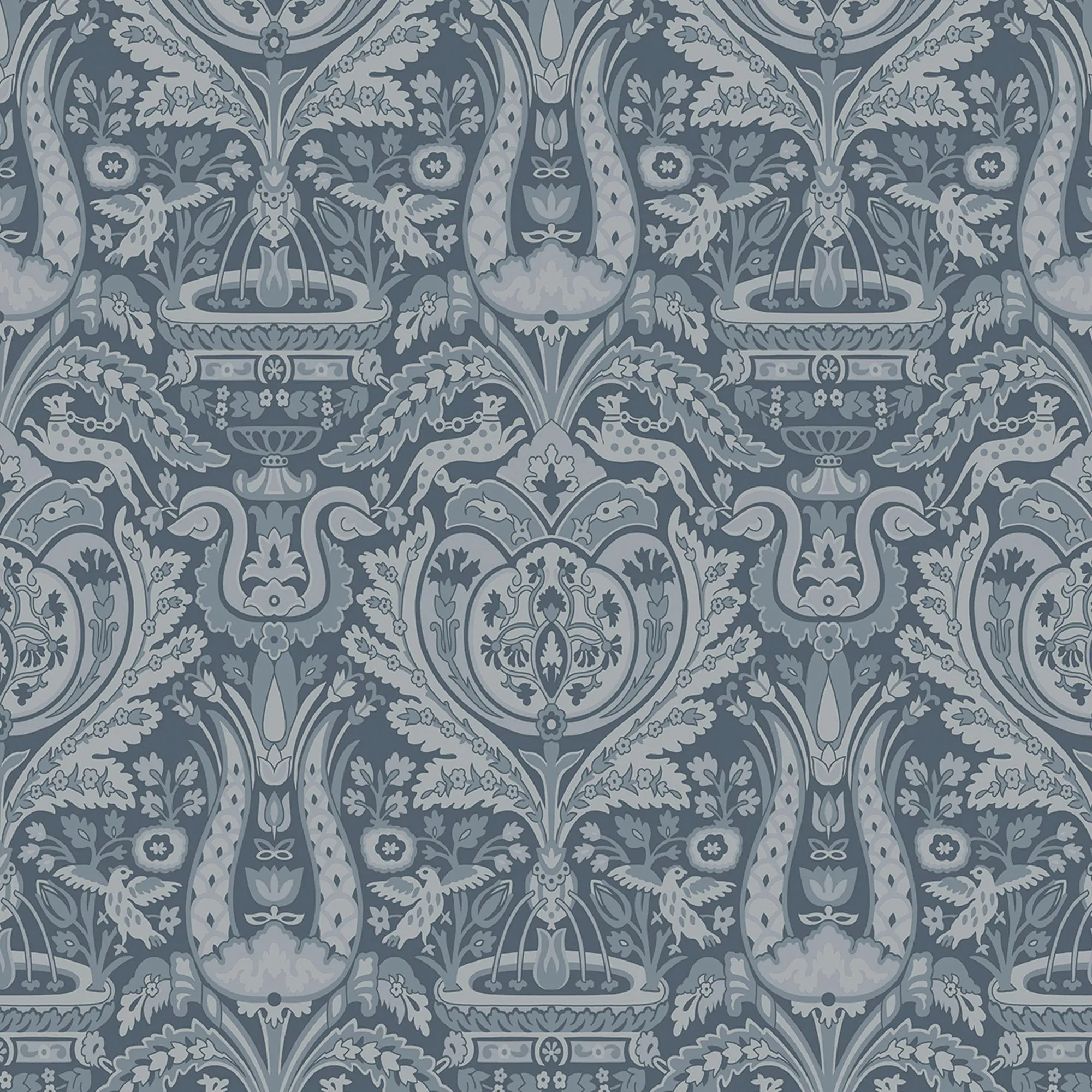 Laura Ashley Heraldic Damask Dusky Seaspray 113409
