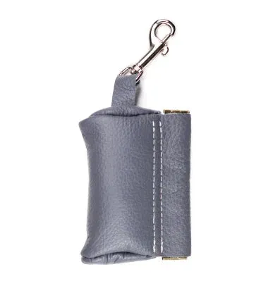 Leather Poop Bag Pouch - Turquoise