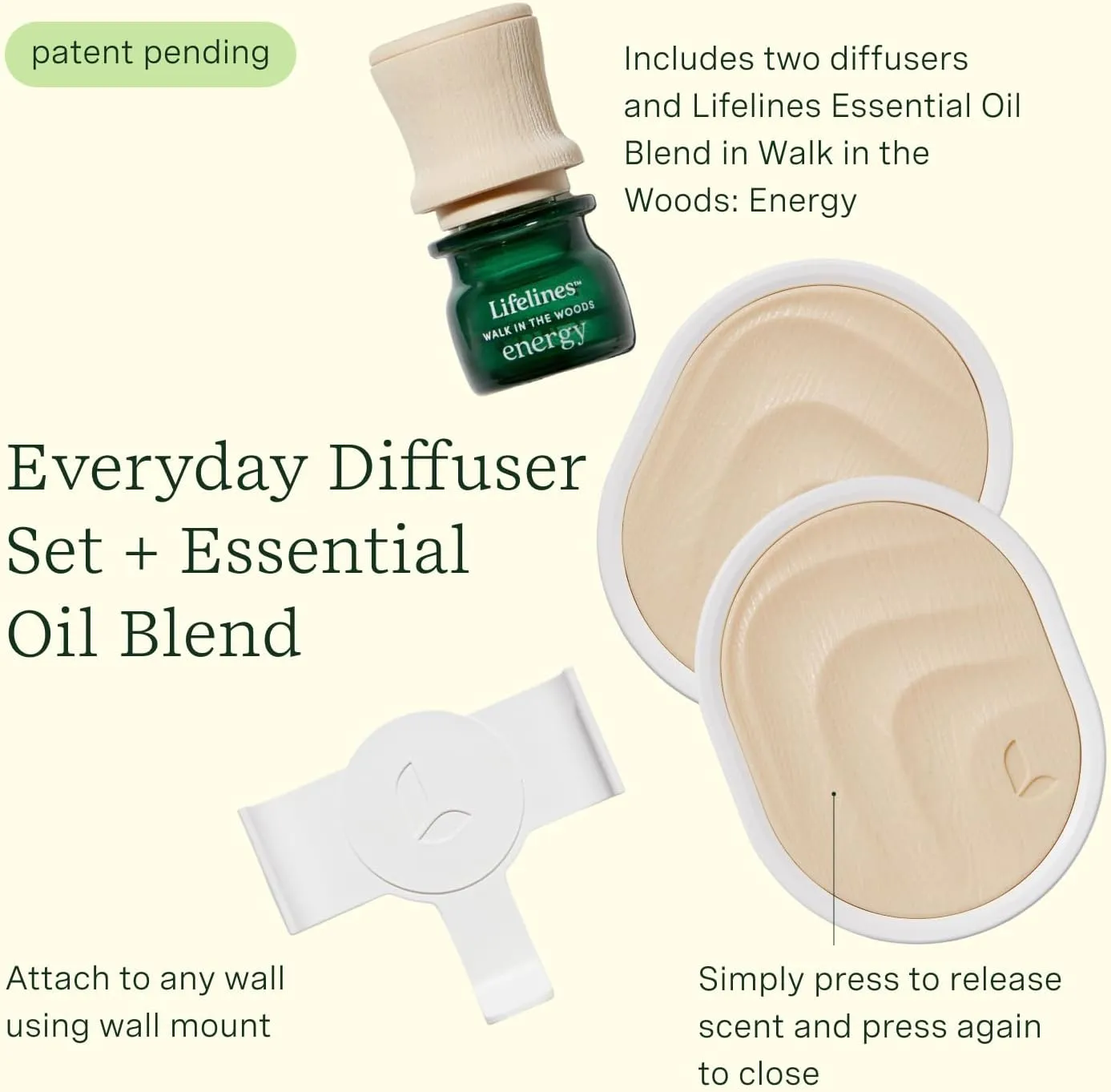 Lifelines Everyday Portable Essential Oil Diffusers 2-Pack