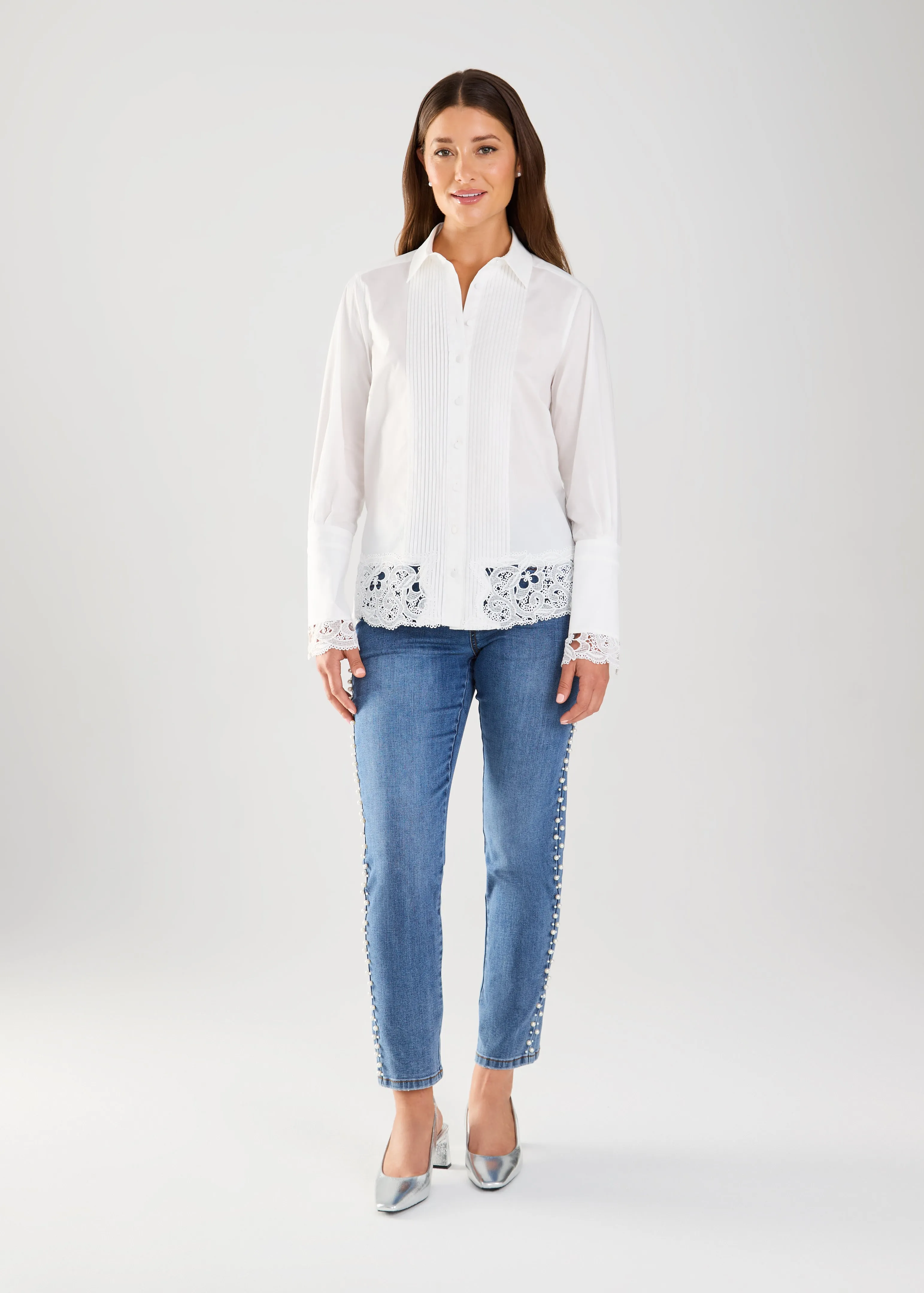 Long-Sleeve Lace Detail Shirt
