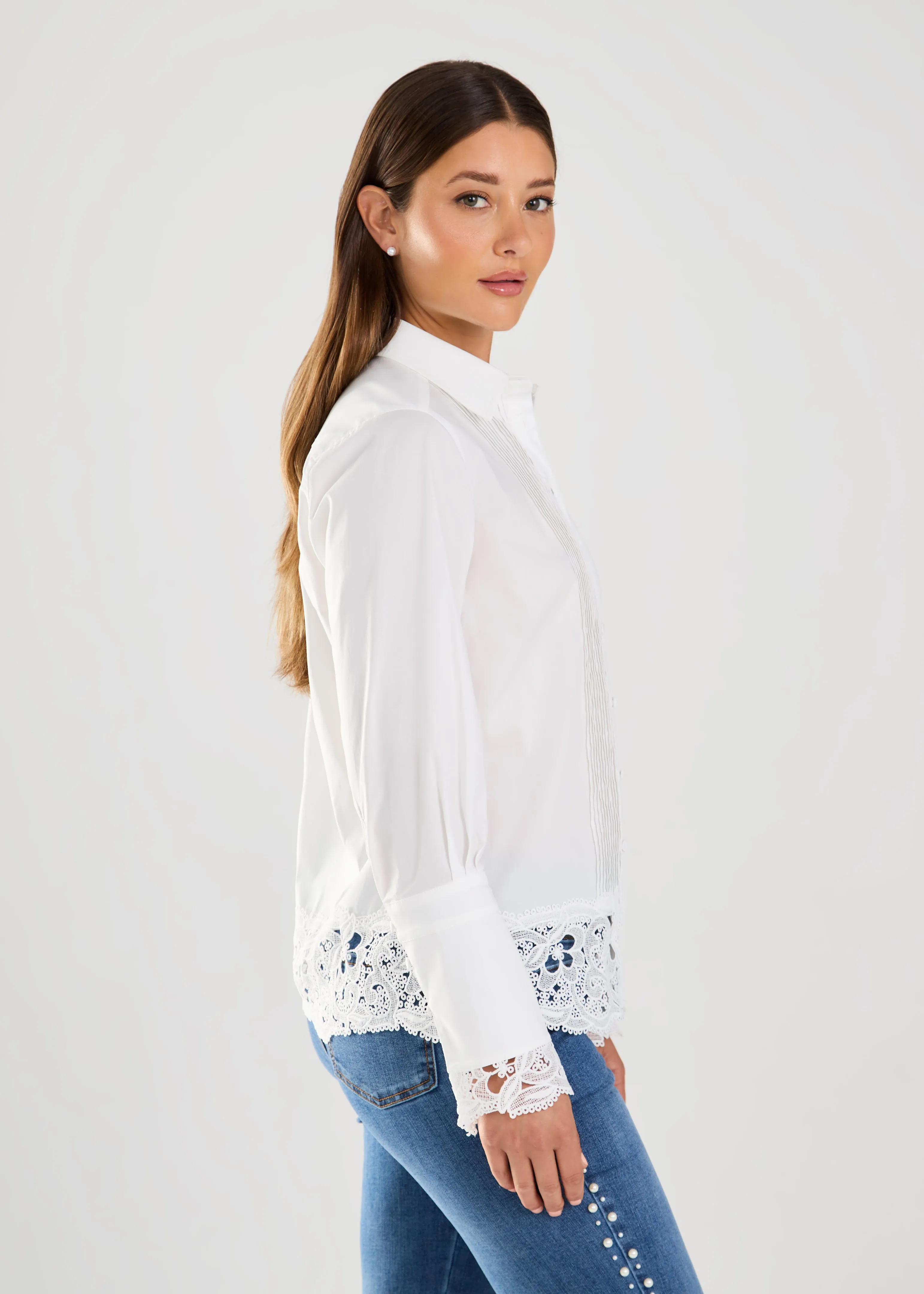 Long-Sleeve Lace Detail Shirt