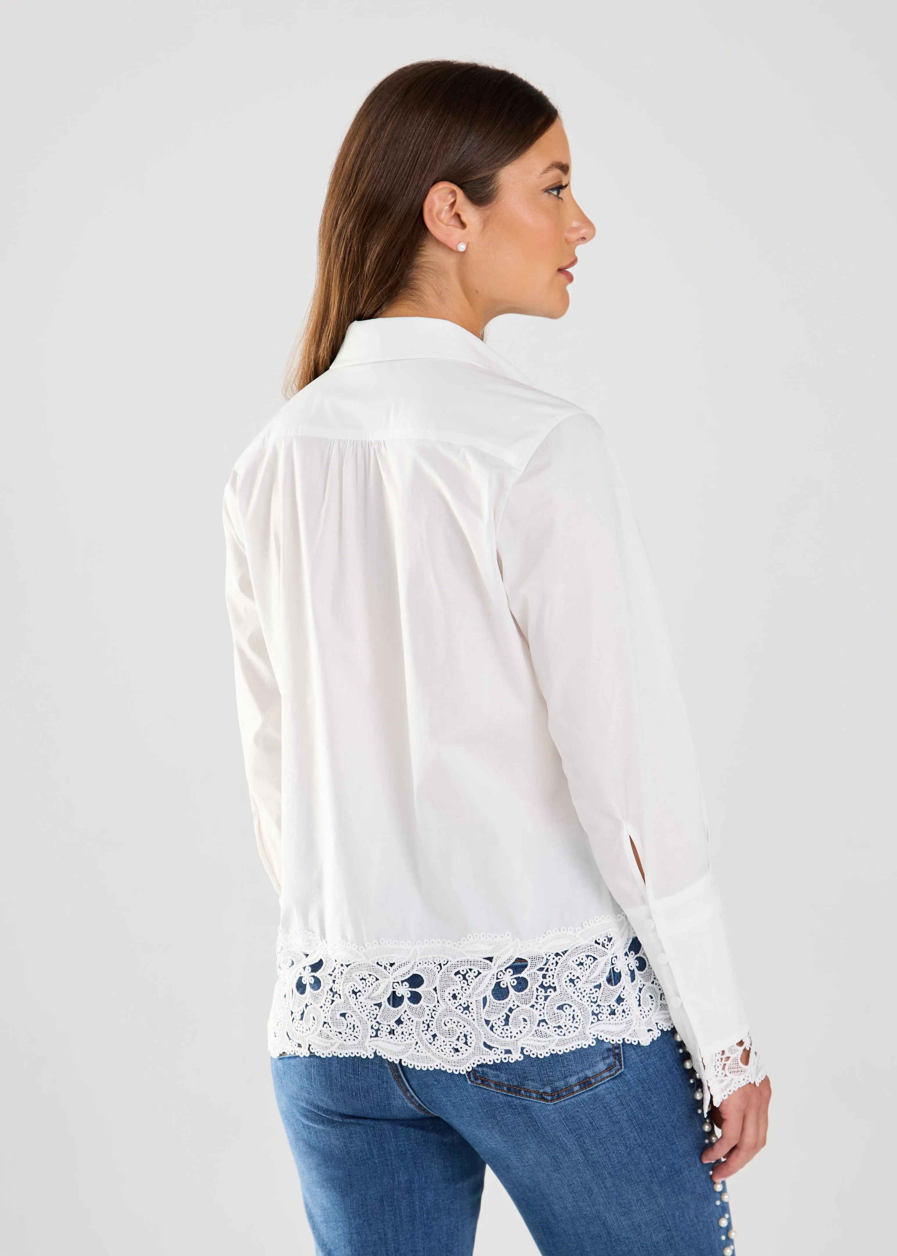 Long-Sleeve Lace Detail Shirt