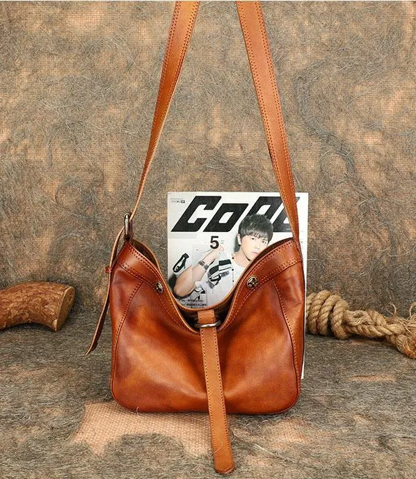 Medium Ladies Leather Crossbody Bucket Bag Purse Side Bags For Women