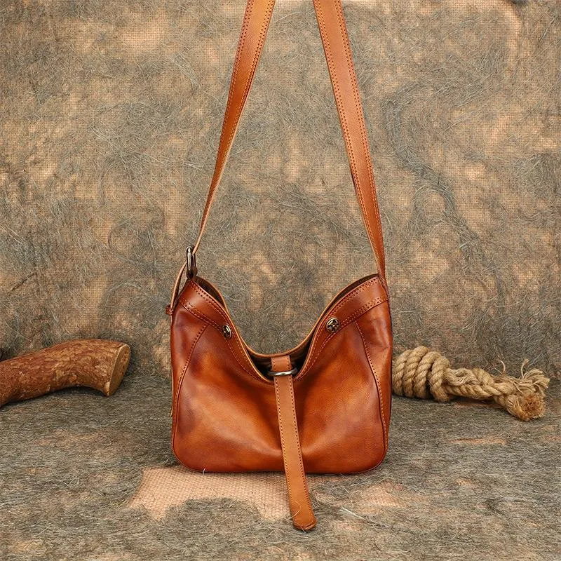 Medium Ladies Leather Crossbody Bucket Bag Purse Side Bags For Women