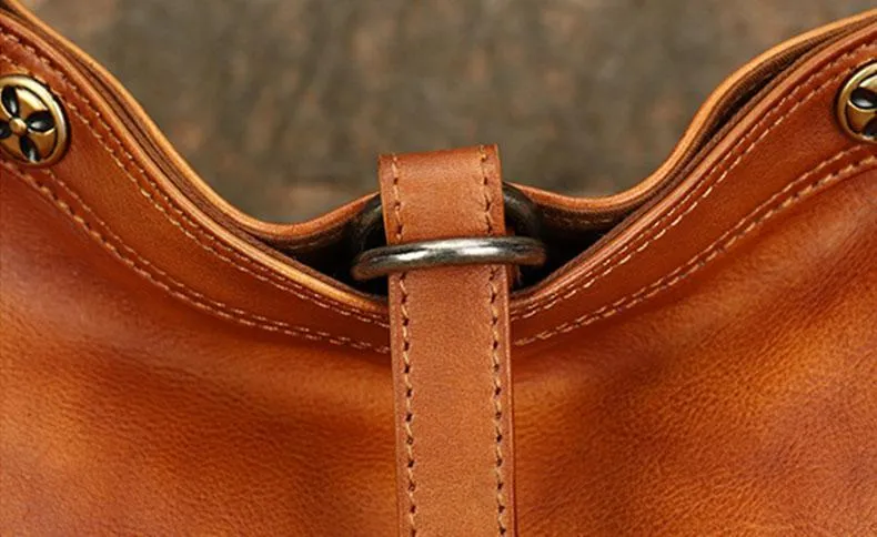Medium Ladies Leather Crossbody Bucket Bag Purse Side Bags For Women
