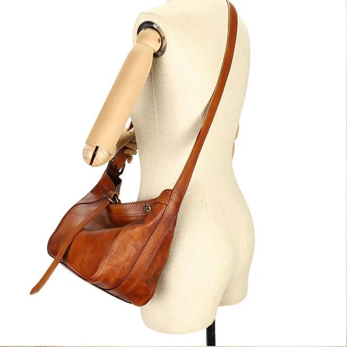 Medium Ladies Leather Crossbody Bucket Bag Purse Side Bags For Women