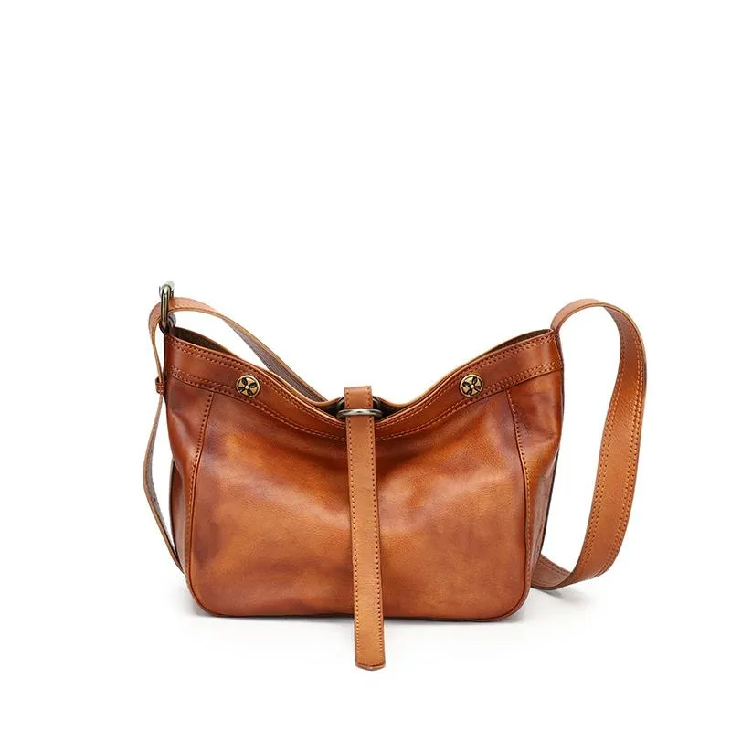 Medium Ladies Leather Crossbody Bucket Bag Purse Side Bags For Women