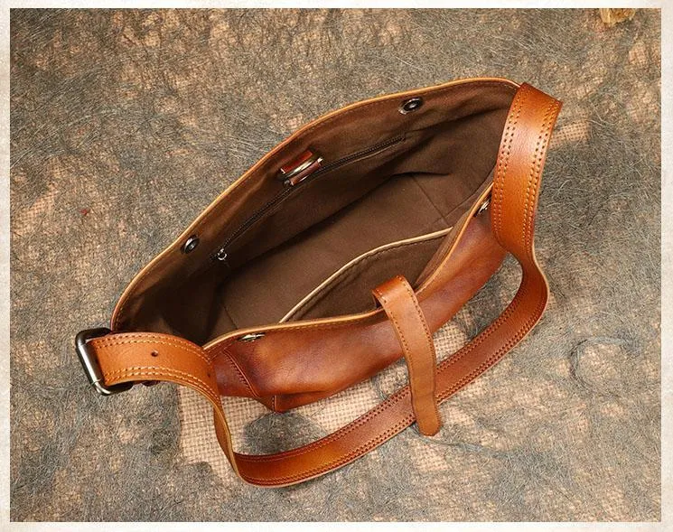 Medium Ladies Leather Crossbody Bucket Bag Purse Side Bags For Women