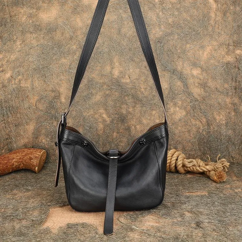 Medium Ladies Leather Crossbody Bucket Bag Purse Side Bags For Women