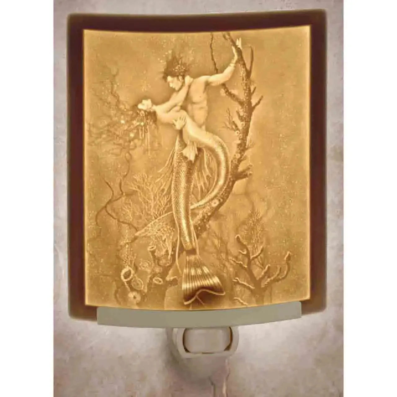Mermaid and Merman Porcelain Lithophane Night Light