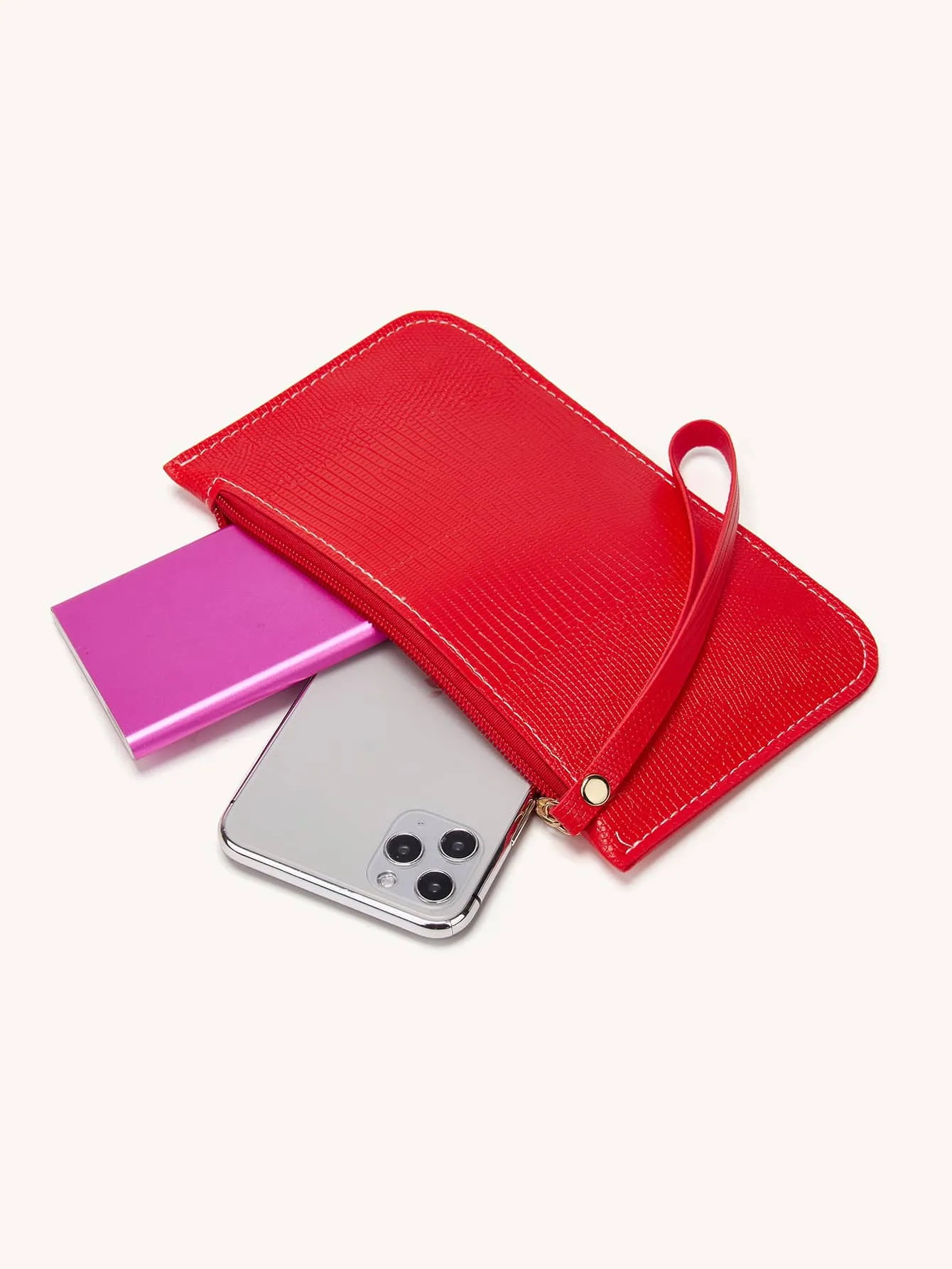 Mini Lizard Pattern Clutch Bag With Wristlet