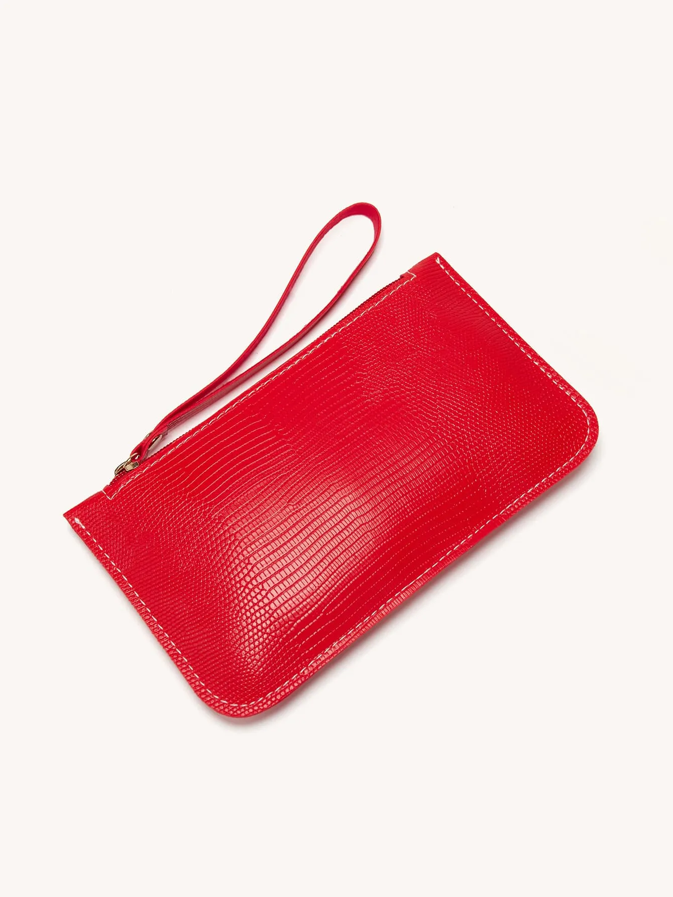 Mini Lizard Pattern Clutch Bag With Wristlet