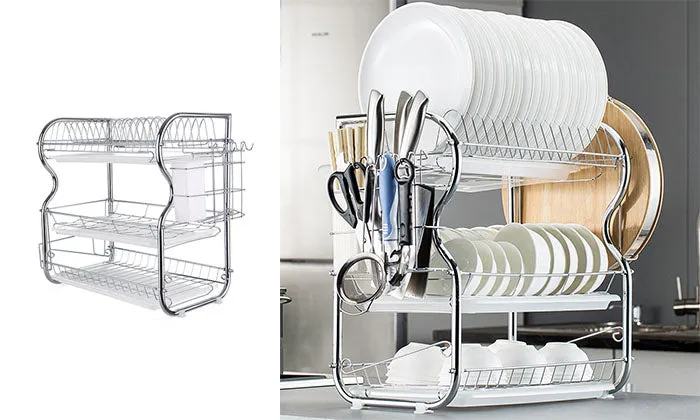 Multi-functional 3-Tier Dish Rack