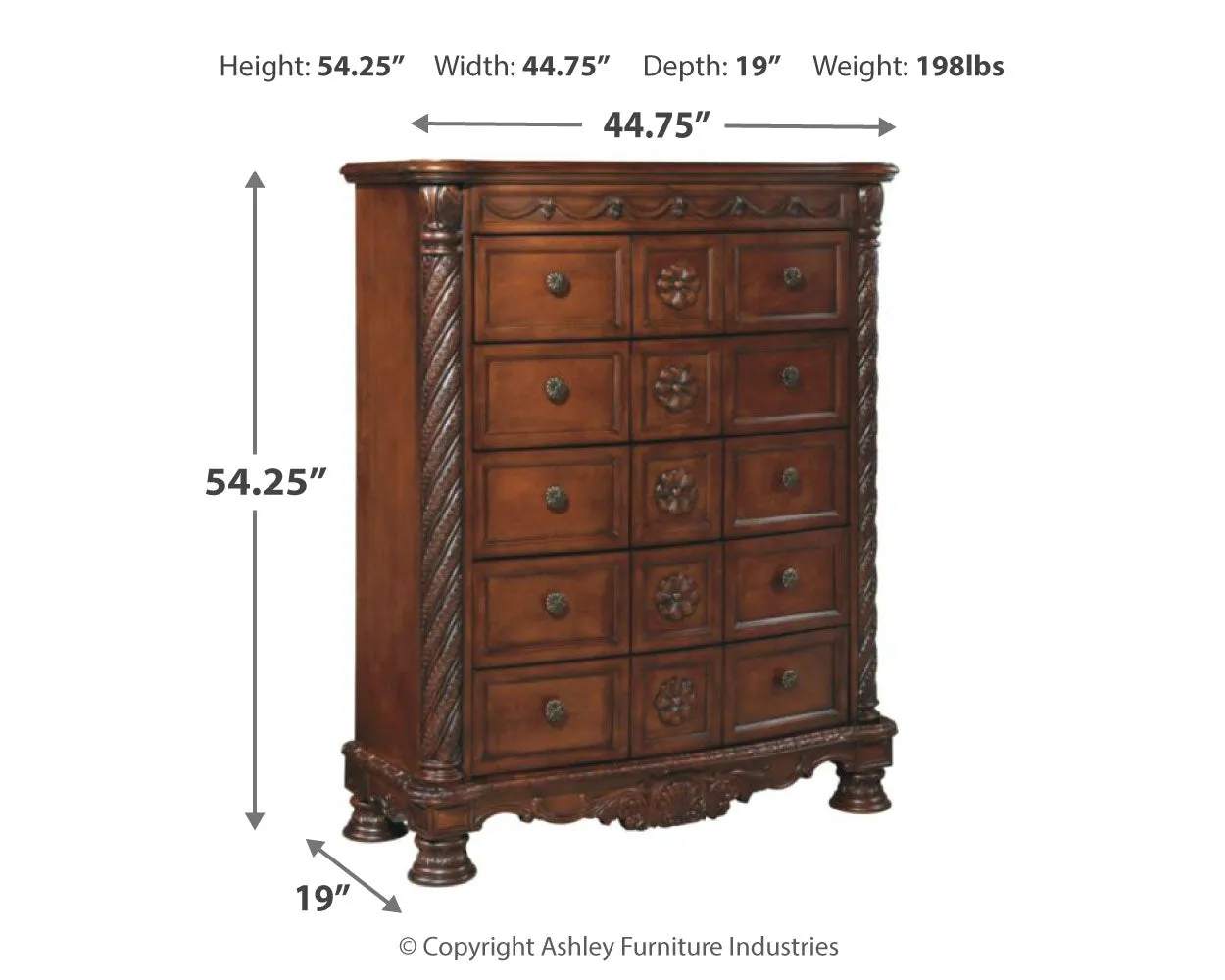 North Shore King Poster Bed with Canopy with Mirrored Dresser and Chest